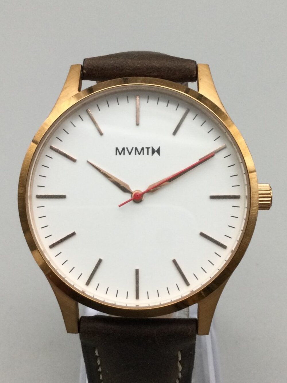 MVMT 40mm Mens Watch Rose Gold Tone Brown Leather Band